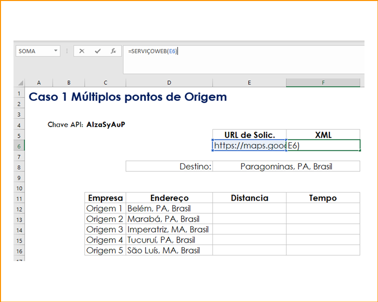 Google Maps API no Excel