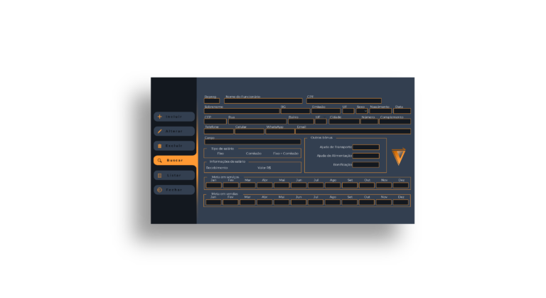 Sistema de cadastro de funcionarios Excel VBA Ui Design 2