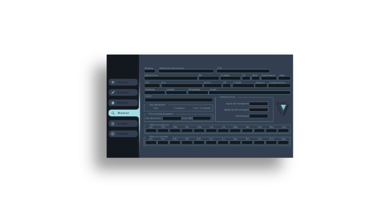 Sistema de cadastro de funcionarios Excel VBA Ui Design